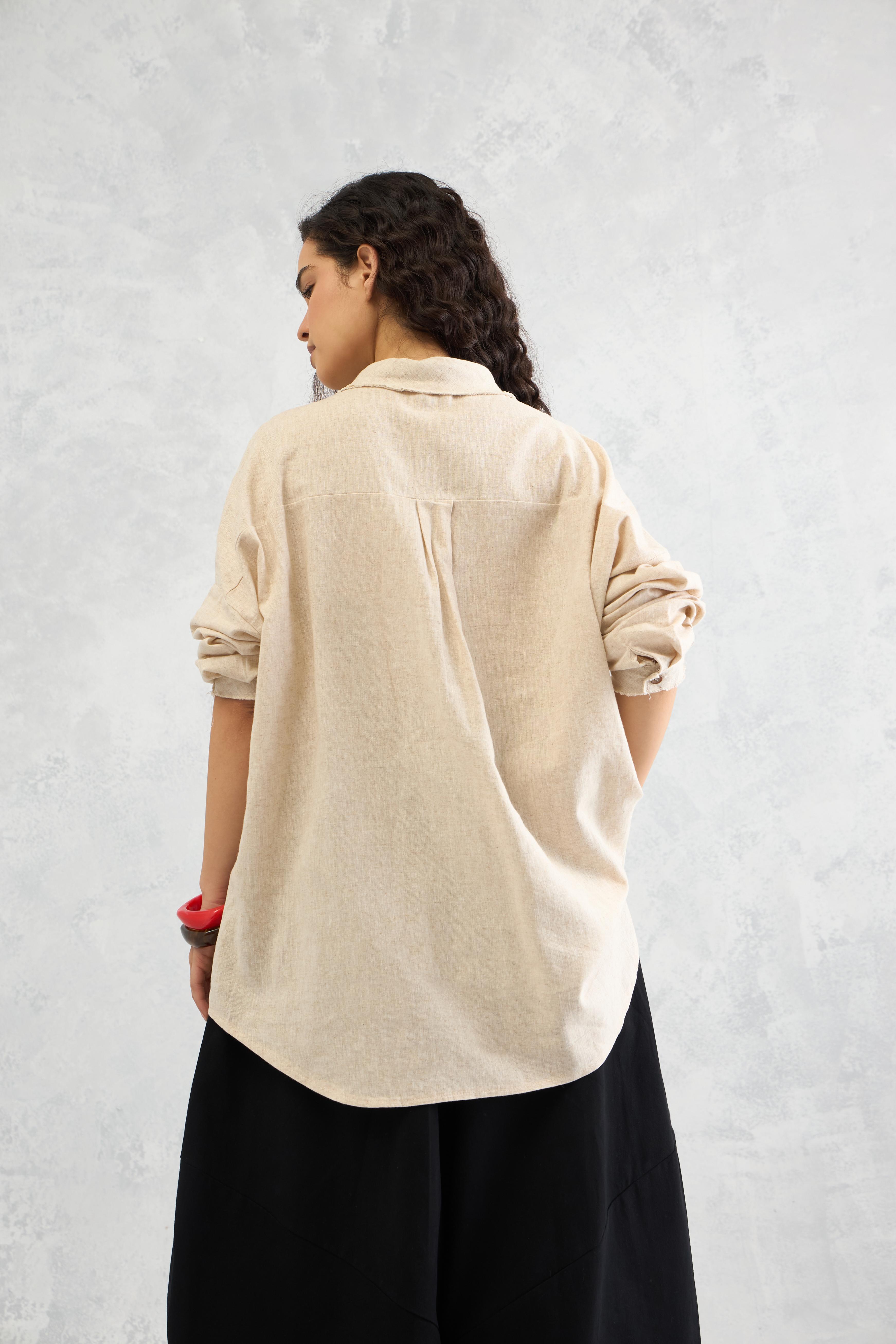 Raw Edge Accent Shirt (10% Off Auto Applied On Add to Cart)