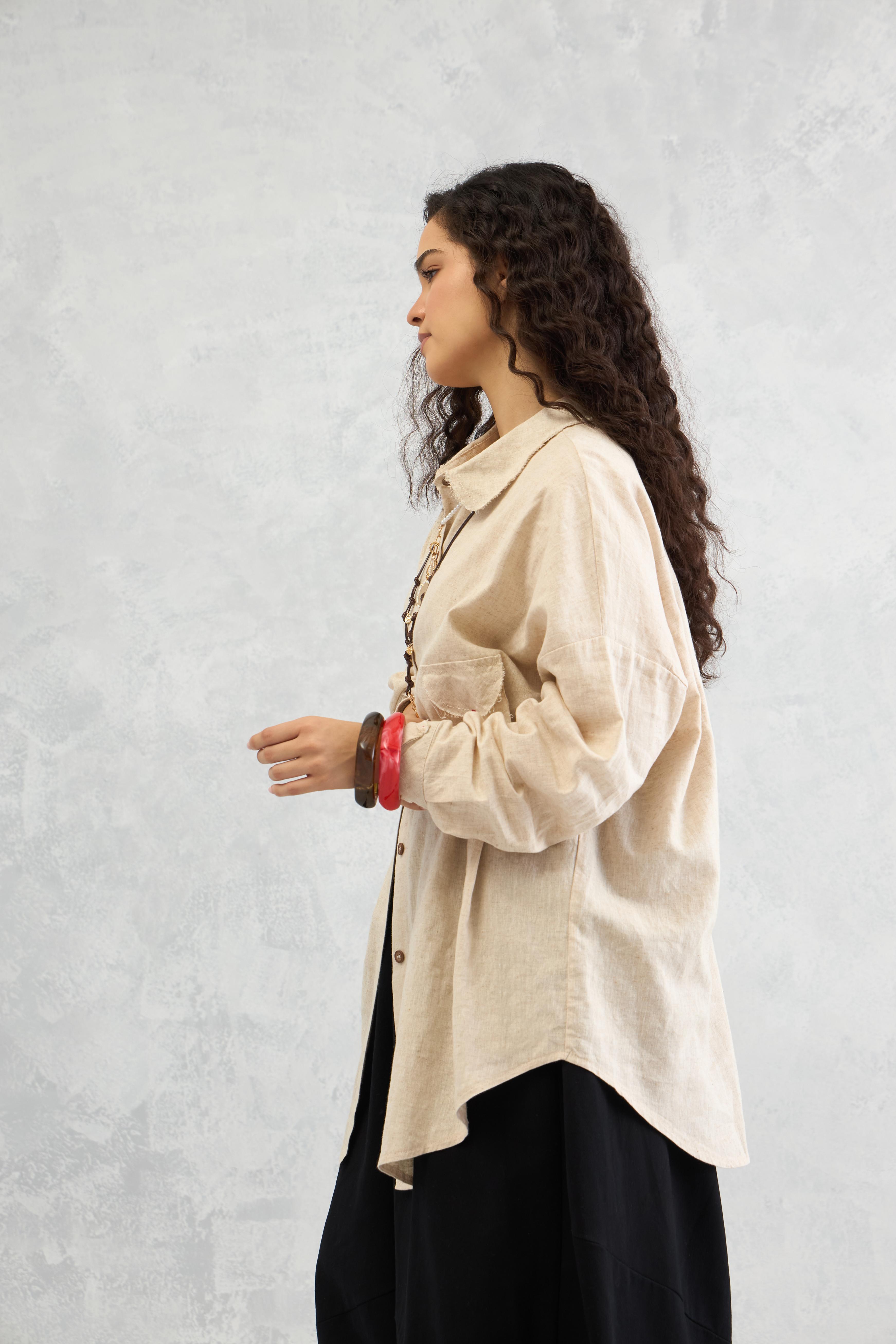 Raw Edge Accent Shirt (10% Off Auto Applied On Add to Cart)