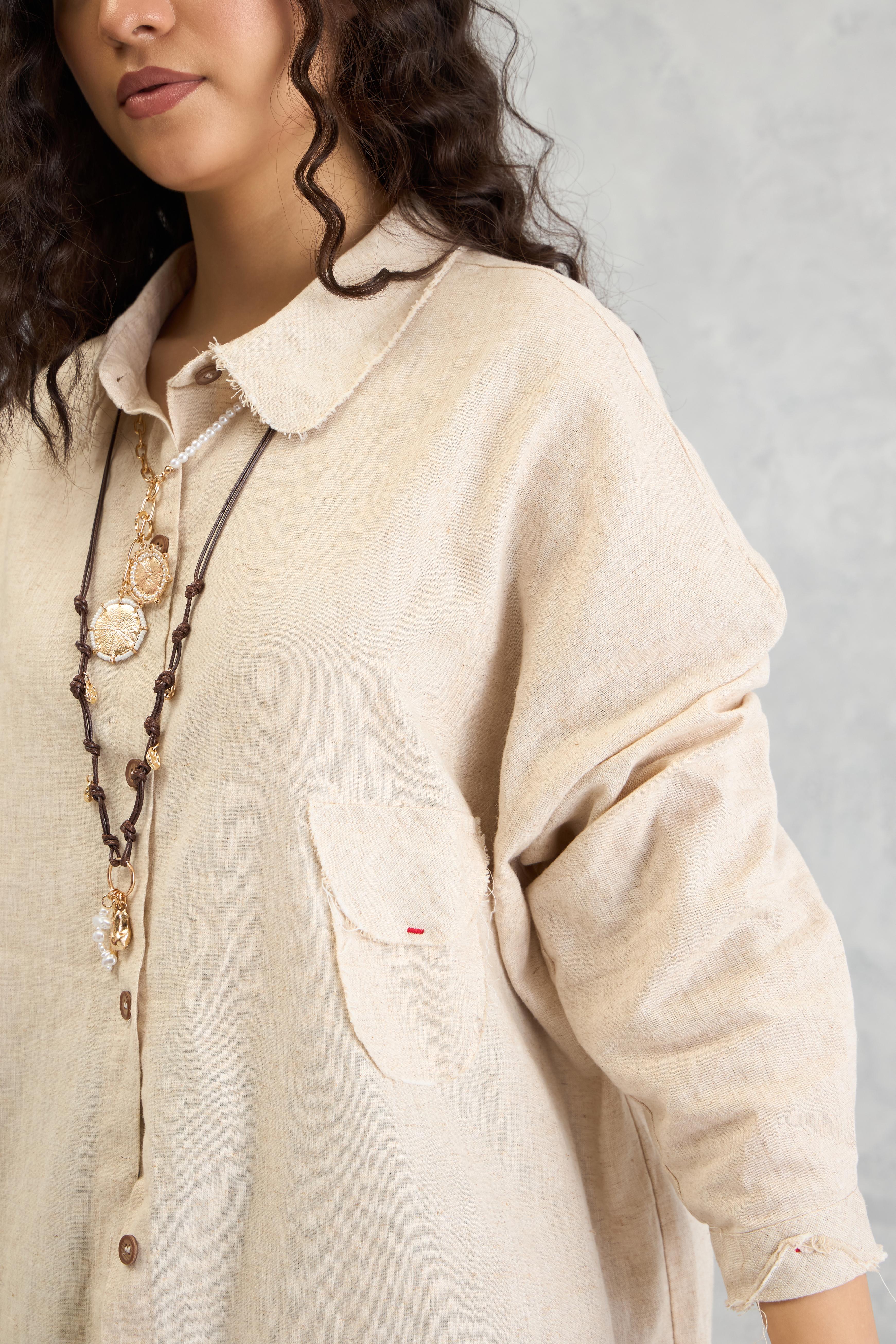 Raw Edge Accent Shirt (10% Off Auto Applied On Add to Cart)