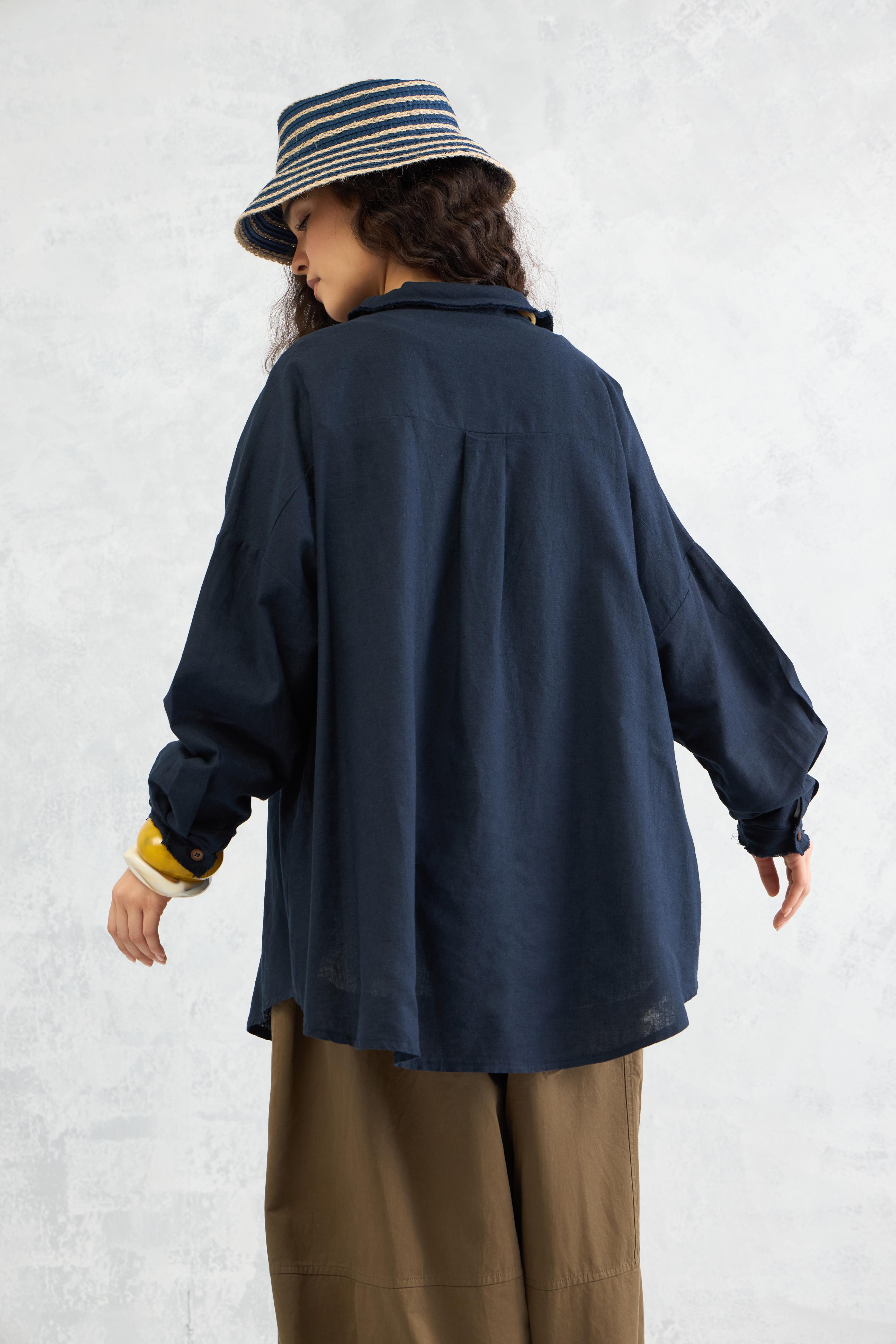 Raw Edge Accent Shirt (10% Off Auto Applied On Add to Cart)