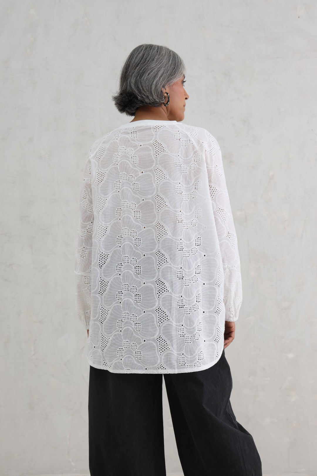 Full-Sleeve Schiffli Top (20% Off Auto Applied On Add to Cart)
