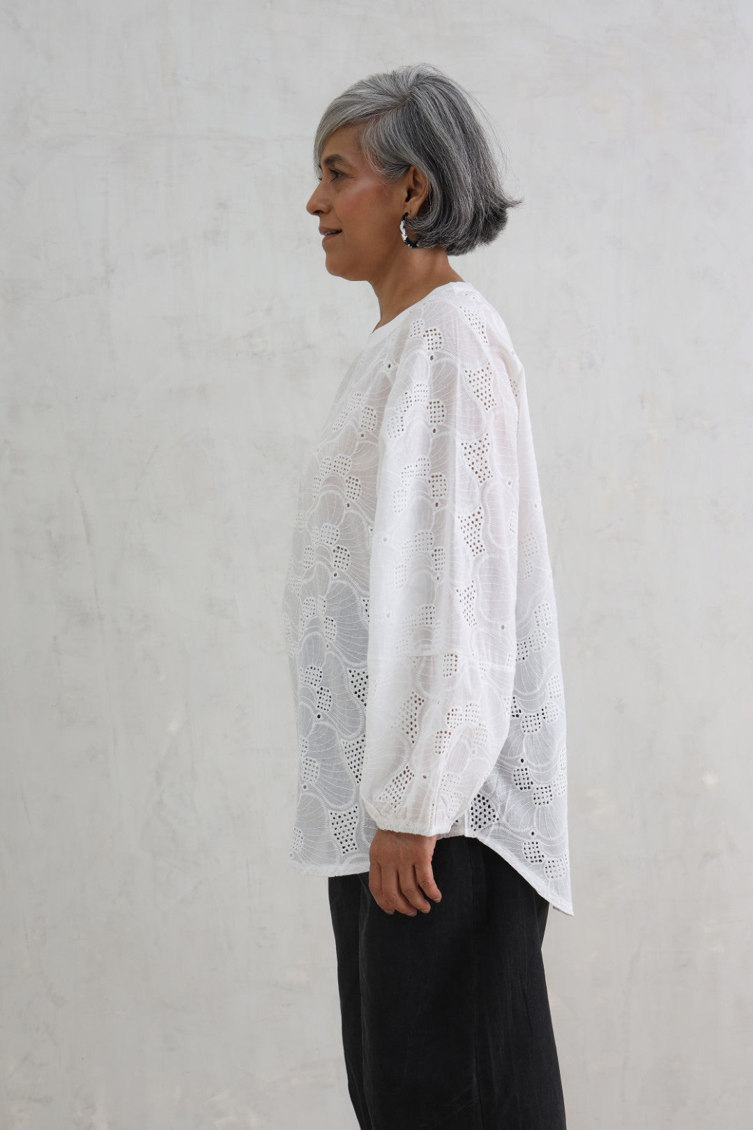 Full-Sleeve Schiffli Top (20% Off Auto Applied On Add to Cart)