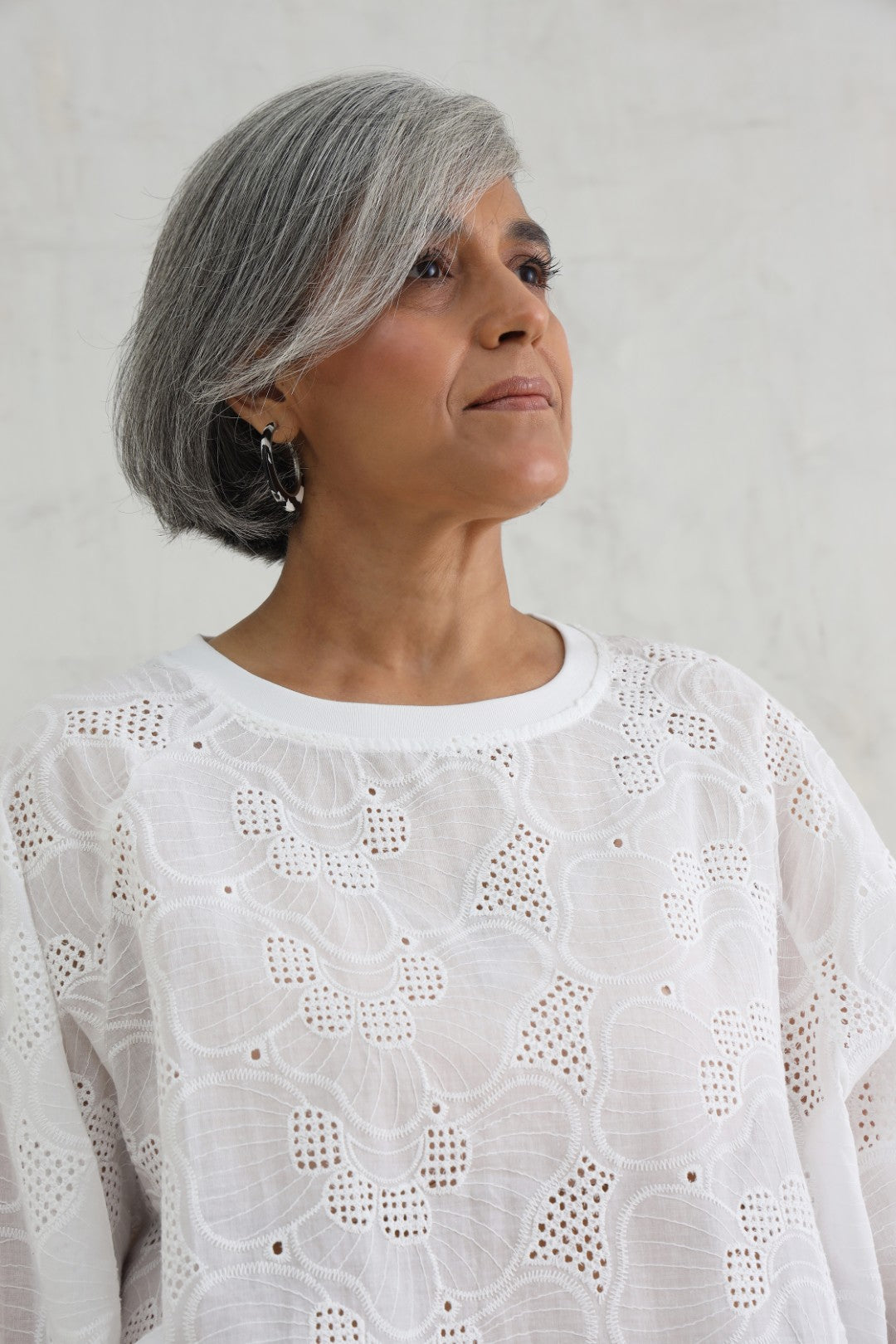 Full-Sleeve Schiffli Top (20% Off Auto Applied On Add to Cart)