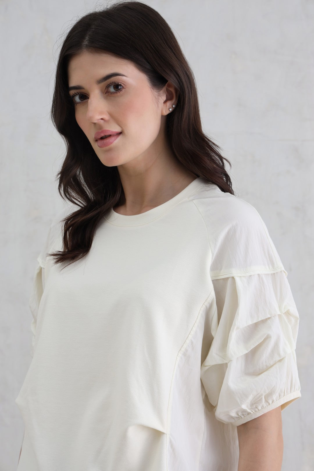 Cream Duo-Fabric Top (20% Off Auto Applied On Add to Cart)