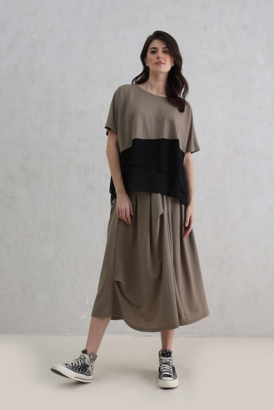 Knit-Woven Contrast Top (20% Off Auto Applied On Add to Cart)