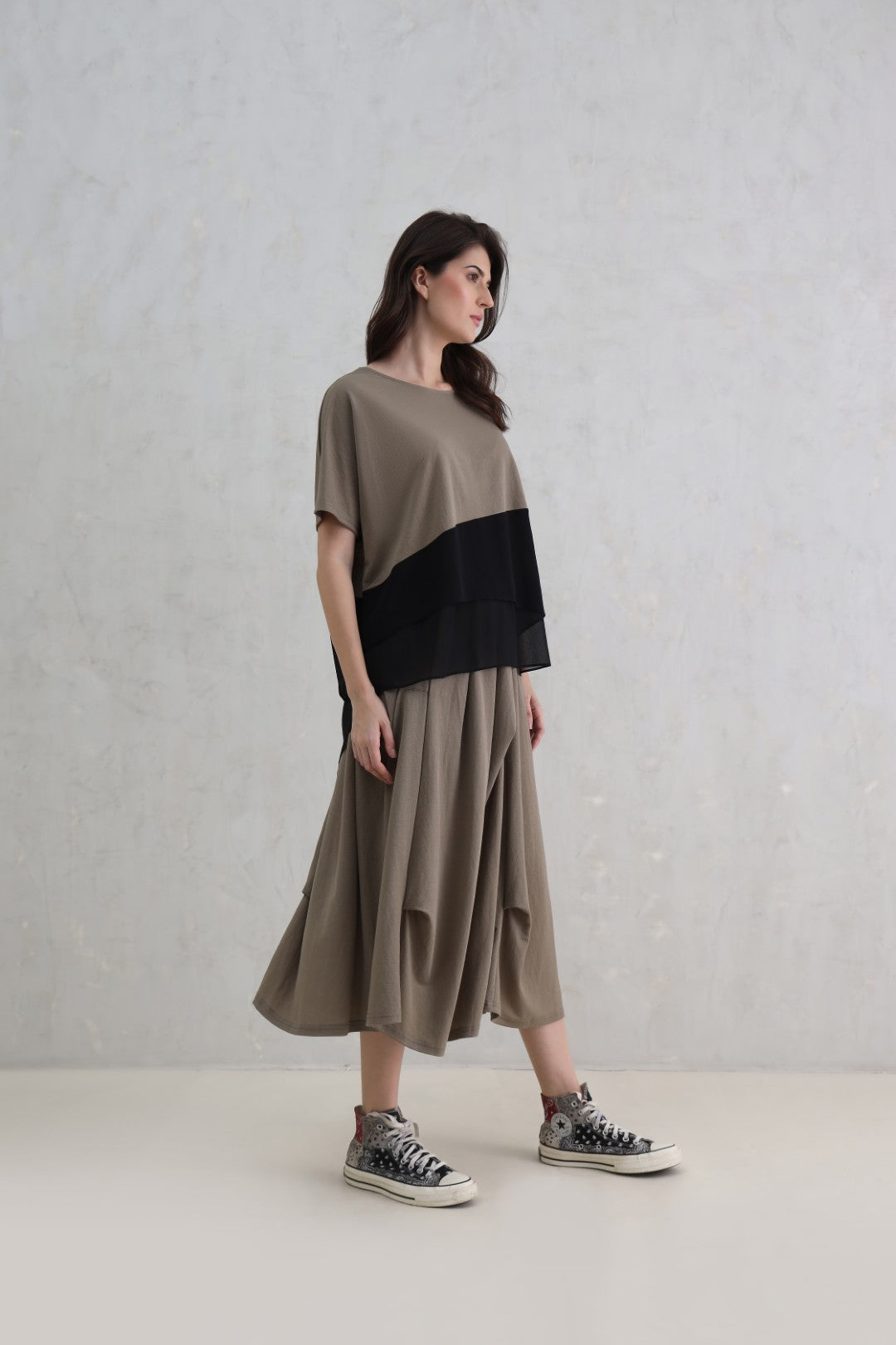 Knit-Woven Contrast Top (20% Off Auto Applied On Add to Cart)