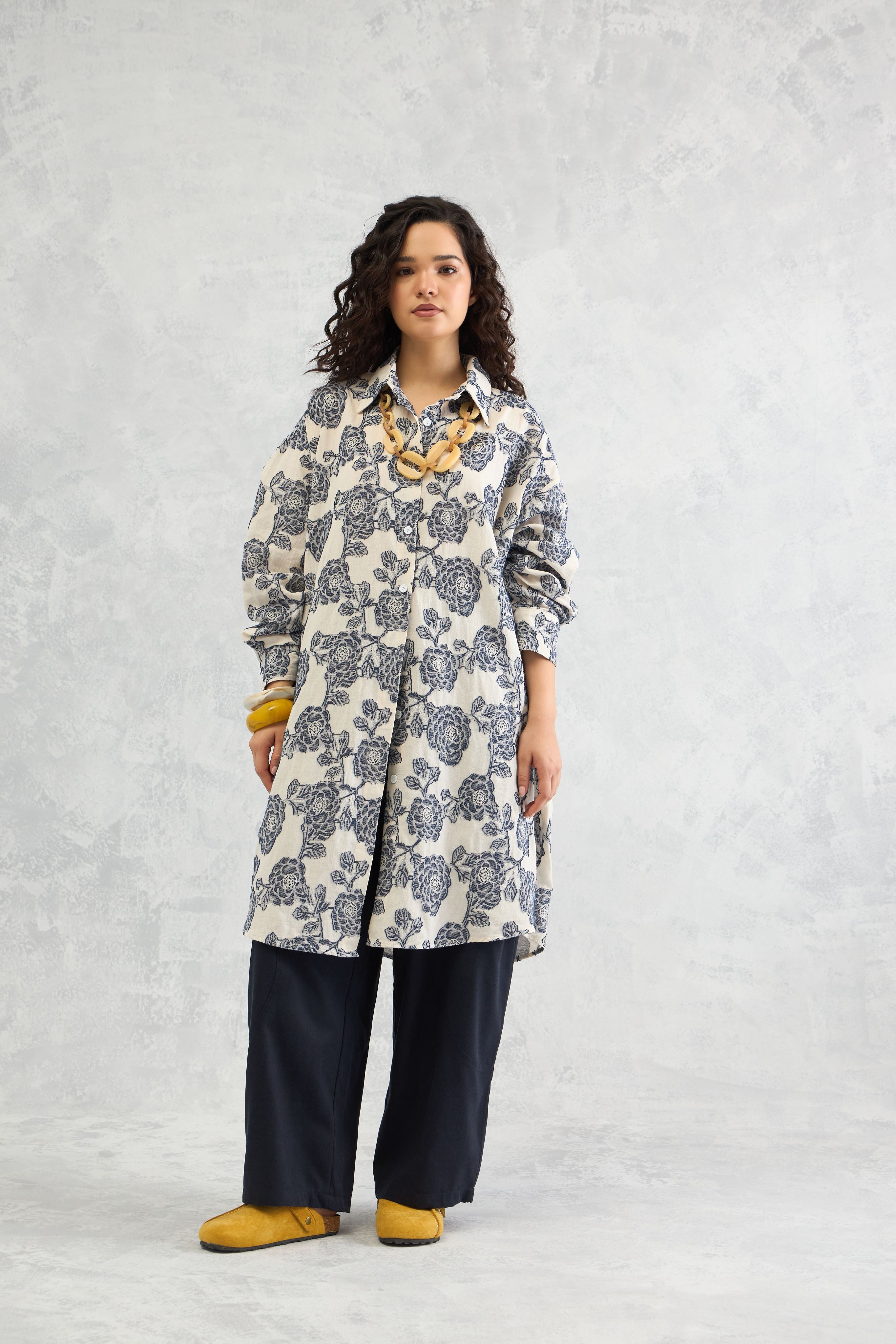 Floral Jacquard Tunic Shirt (10% Off At Checkout. Use Code NEW)