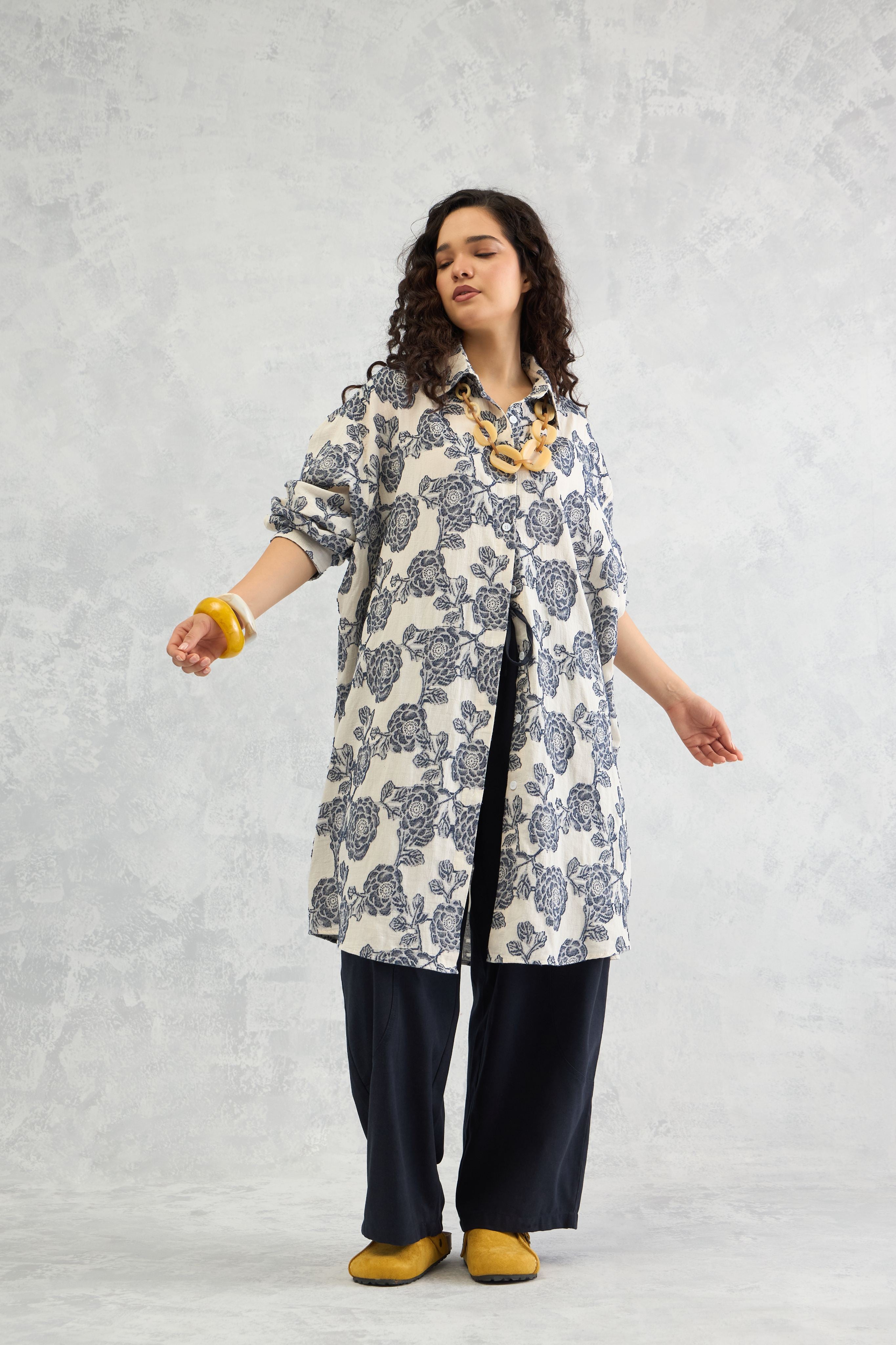 Floral Jacquard Tunic Shirt (10% Off At Checkout. Use Code NEW)