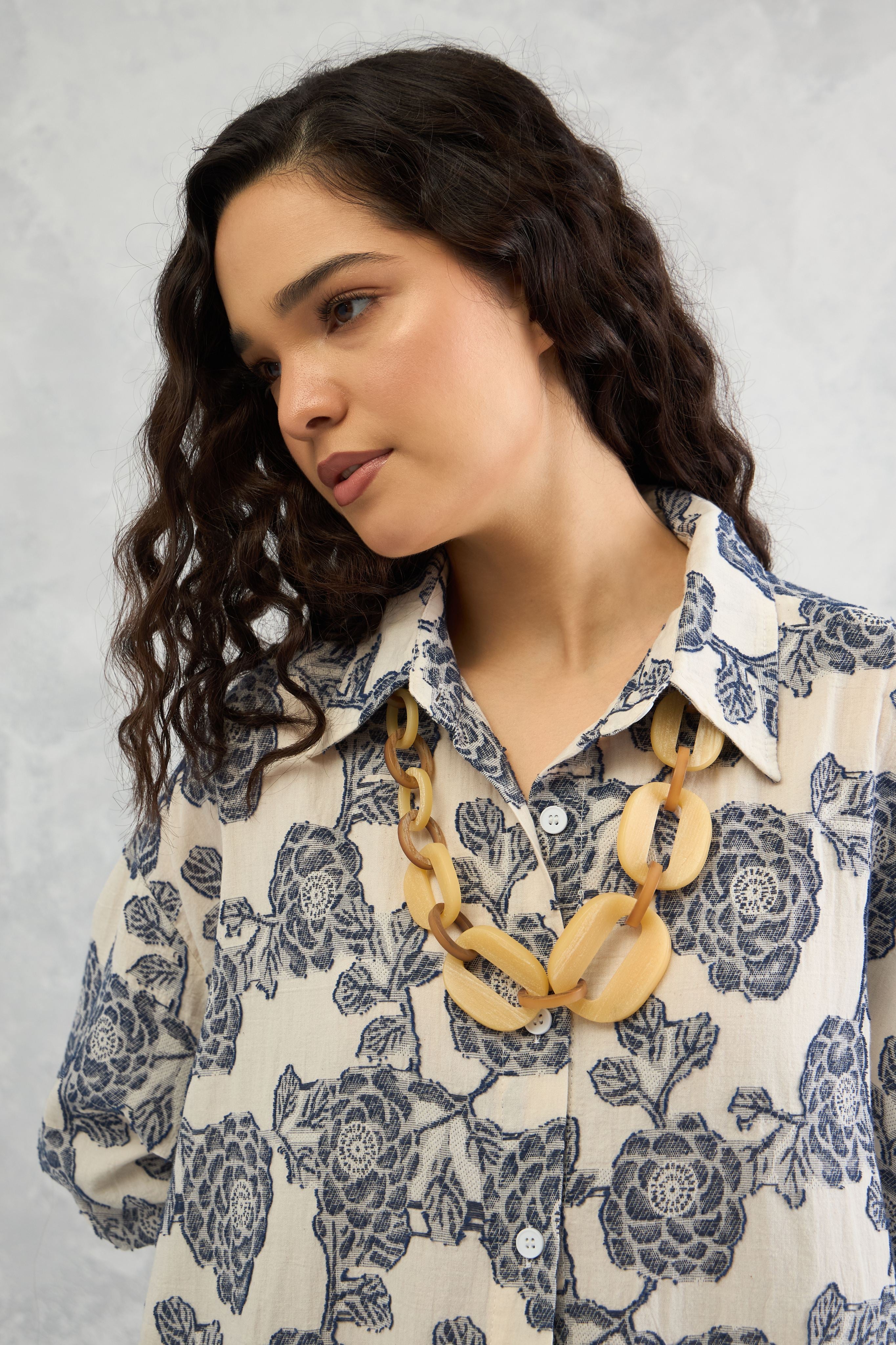 Floral Jacquard Tunic Shirt (10% Off At Checkout. Use Code NEW)