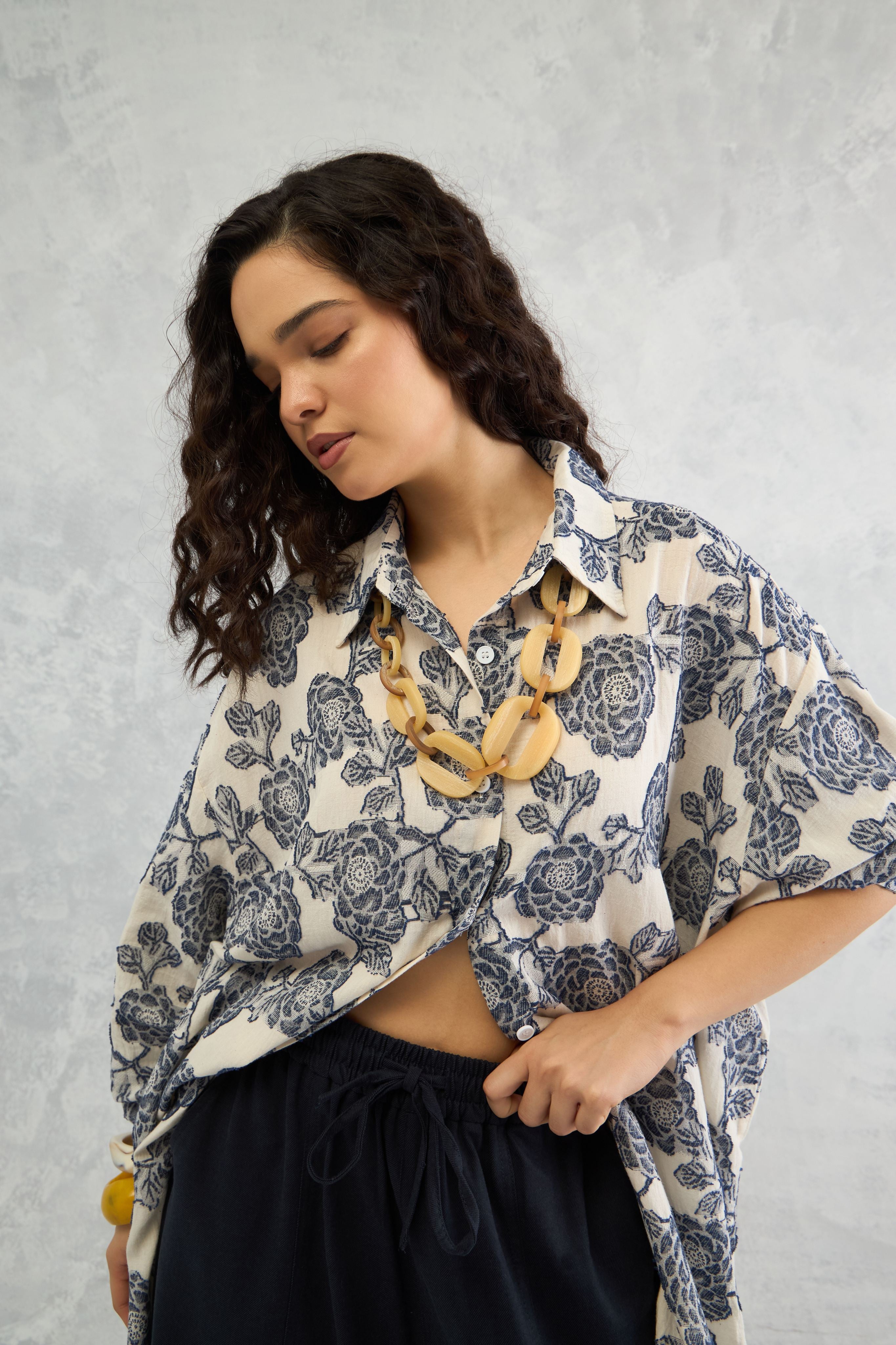 Floral Jacquard Tunic Shirt (10% Off At Checkout. Use Code NEW)