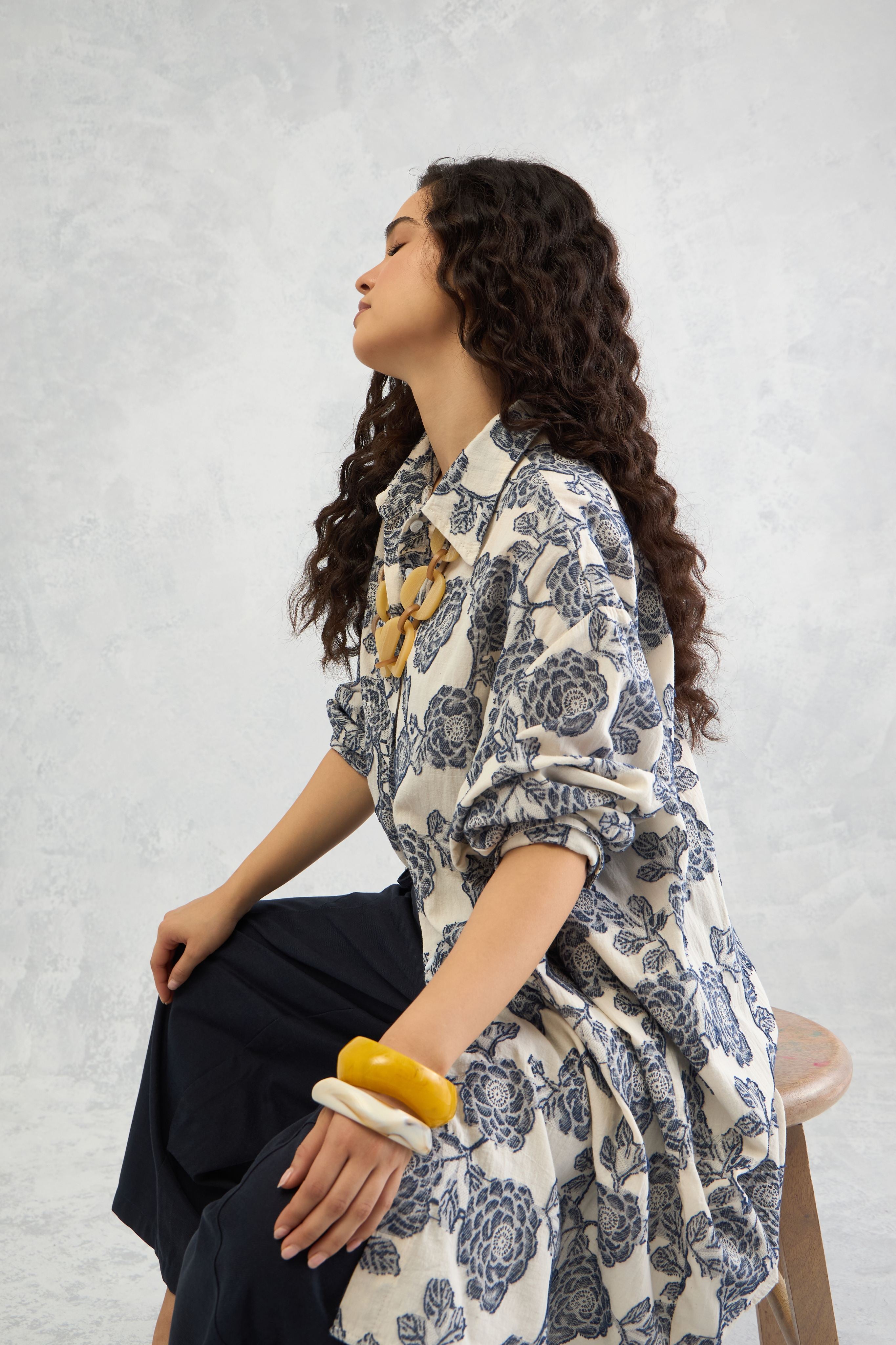 Floral Jacquard Tunic Shirt (10% Off At Checkout. Use Code NEW)