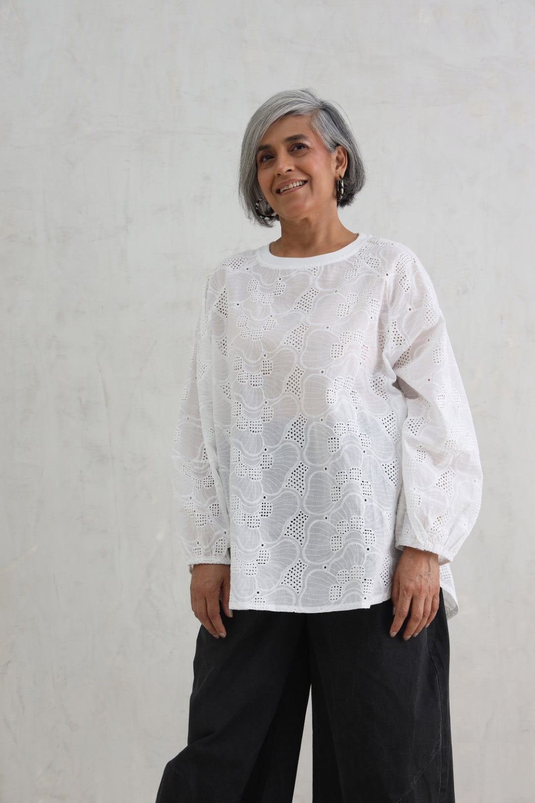 Full-Sleeve Schiffli Top