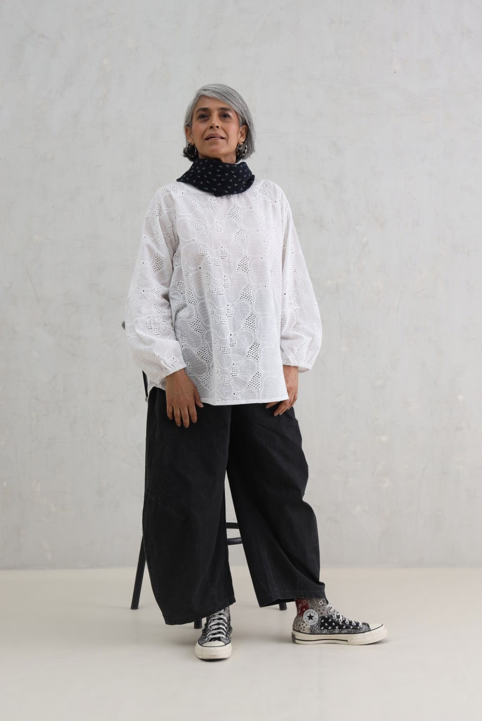 Full-Sleeve Schiffli Top