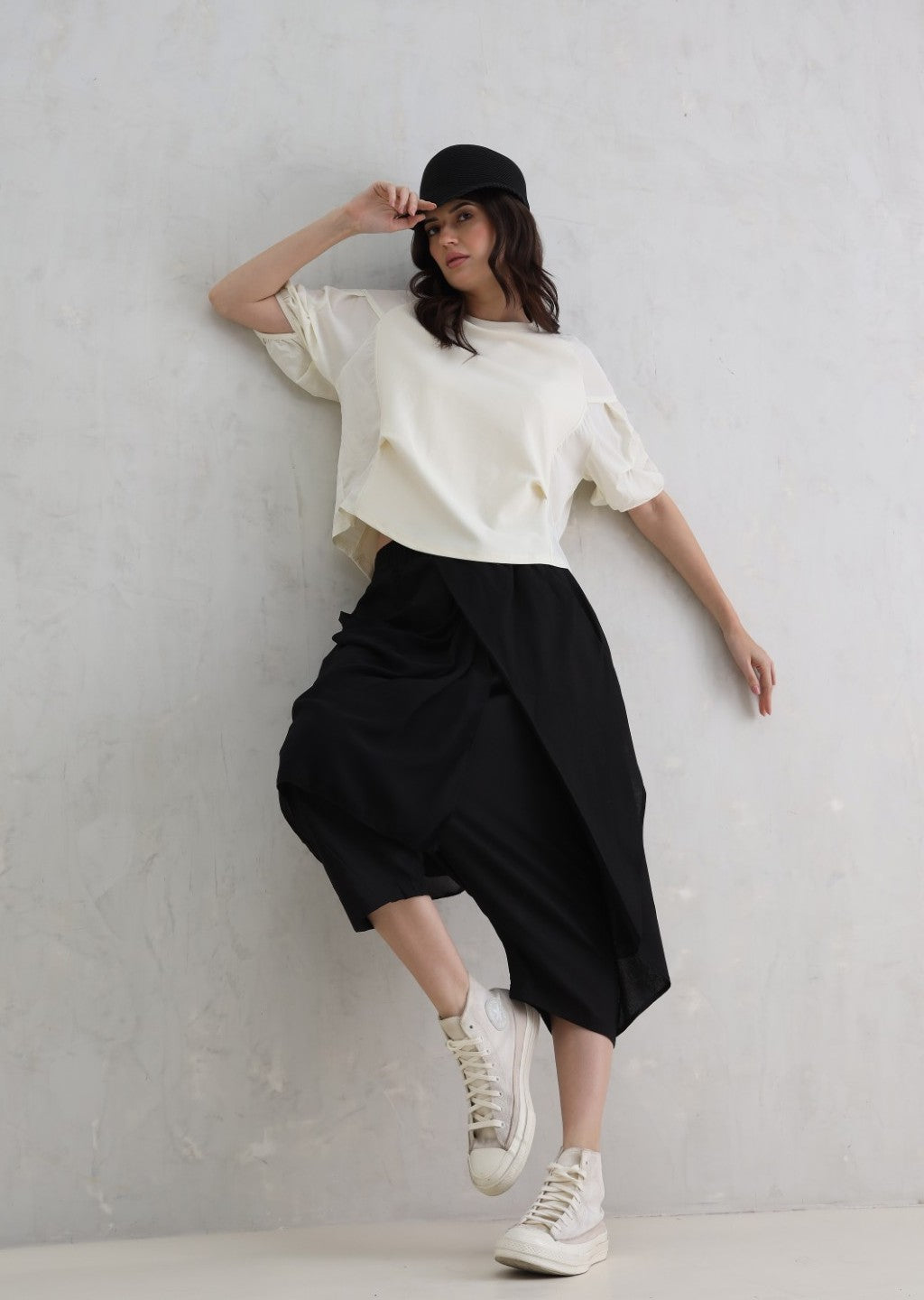 Cream Duo-Fabric Top