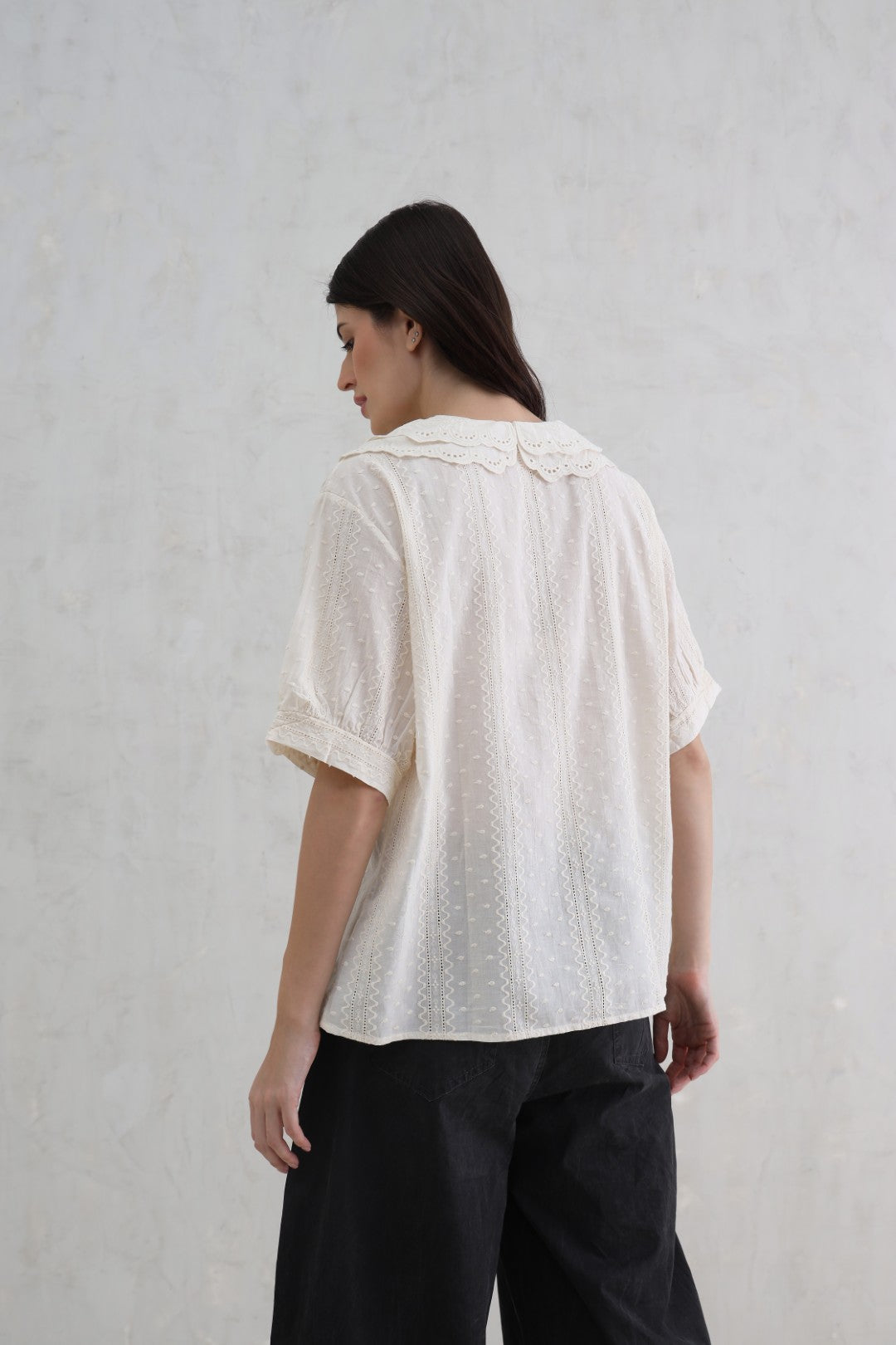 Schiffli Collar Top