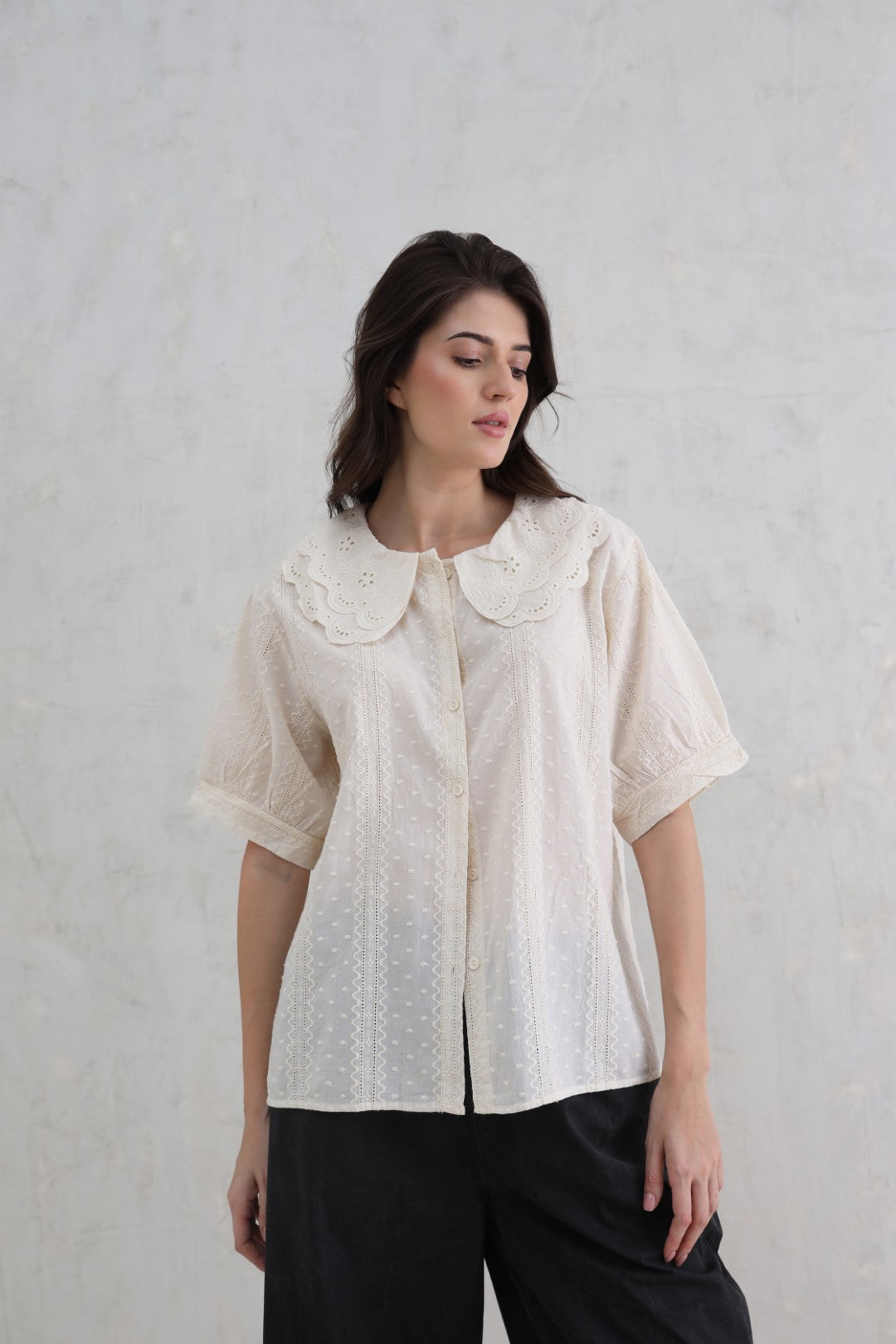 Schiffli Collar Top