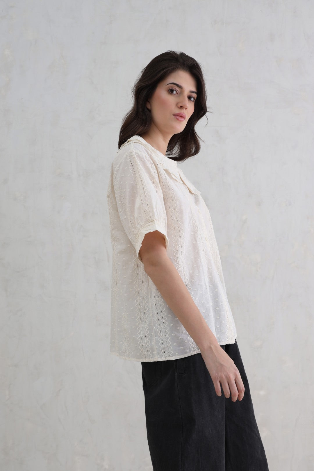 Schiffli Collar Top