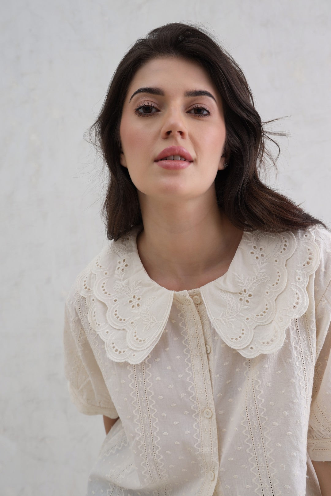 Schiffli Collar Top