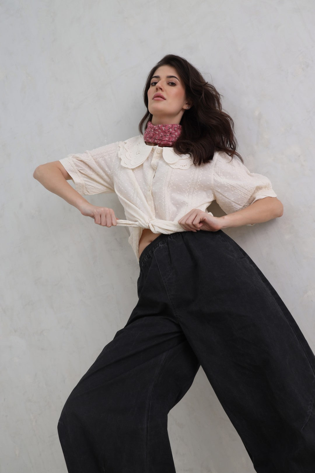 Schiffli Collar Top