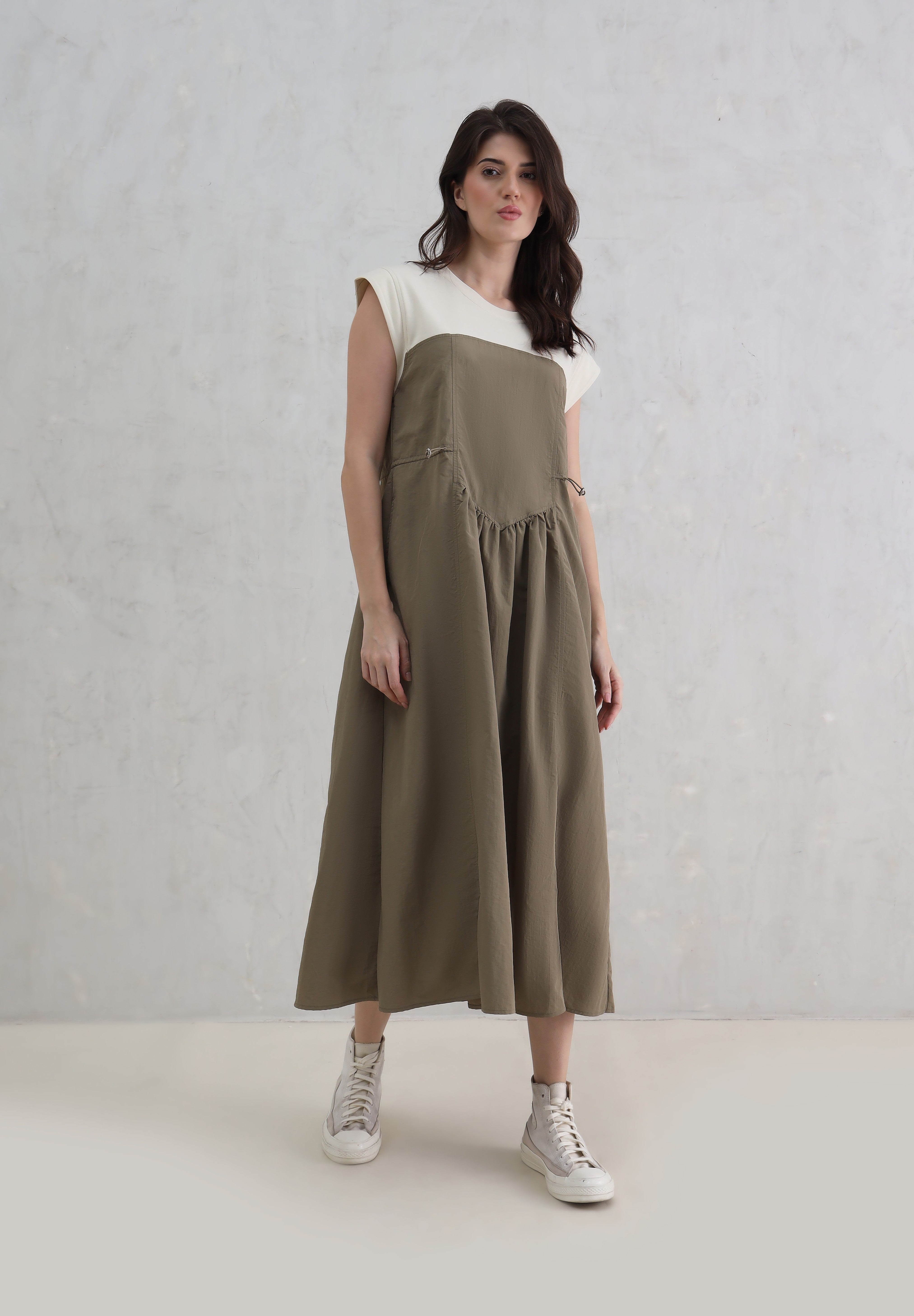 Olive Cream Flow Dress