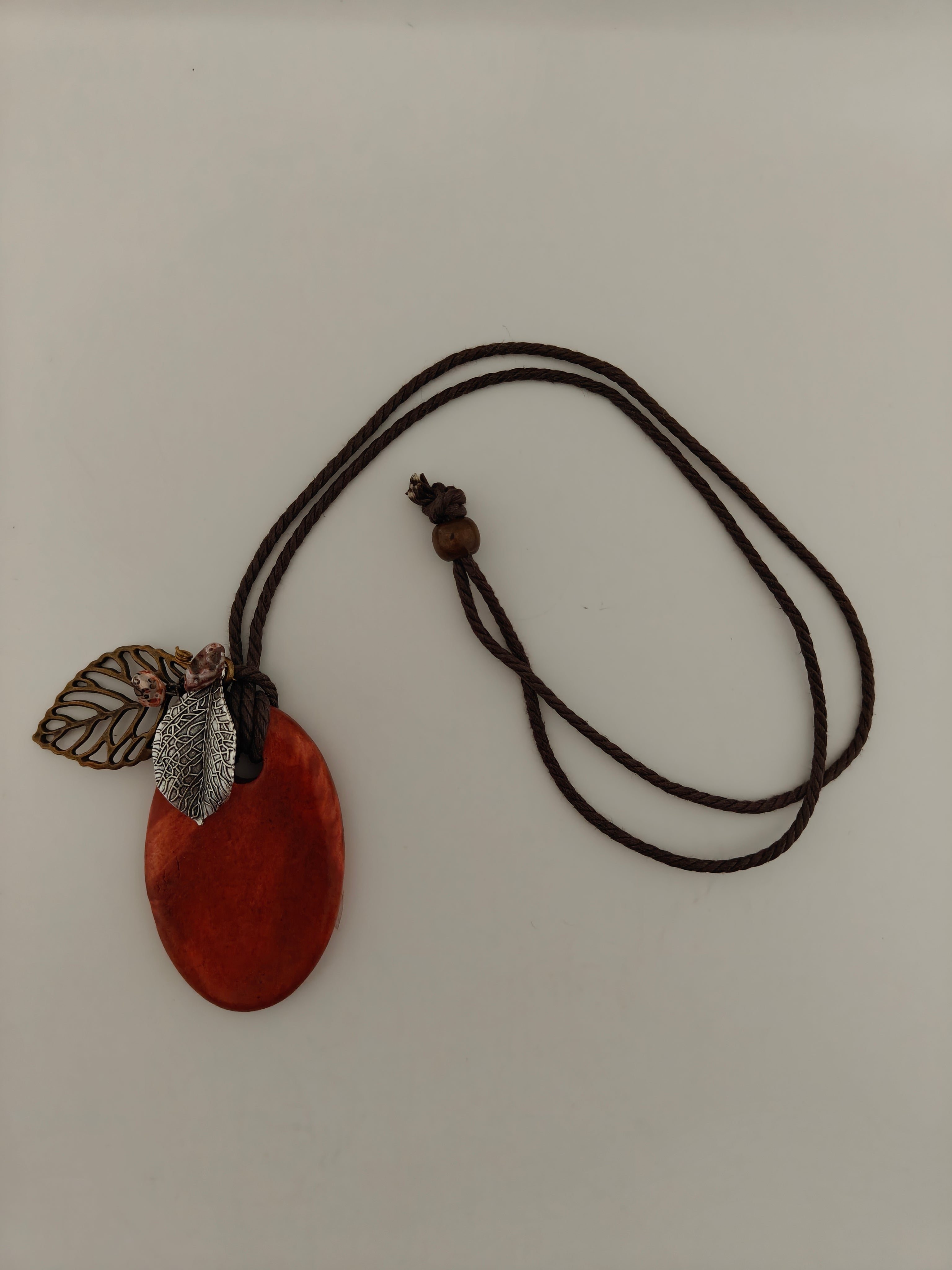Burnt Clay Leaf Necklace