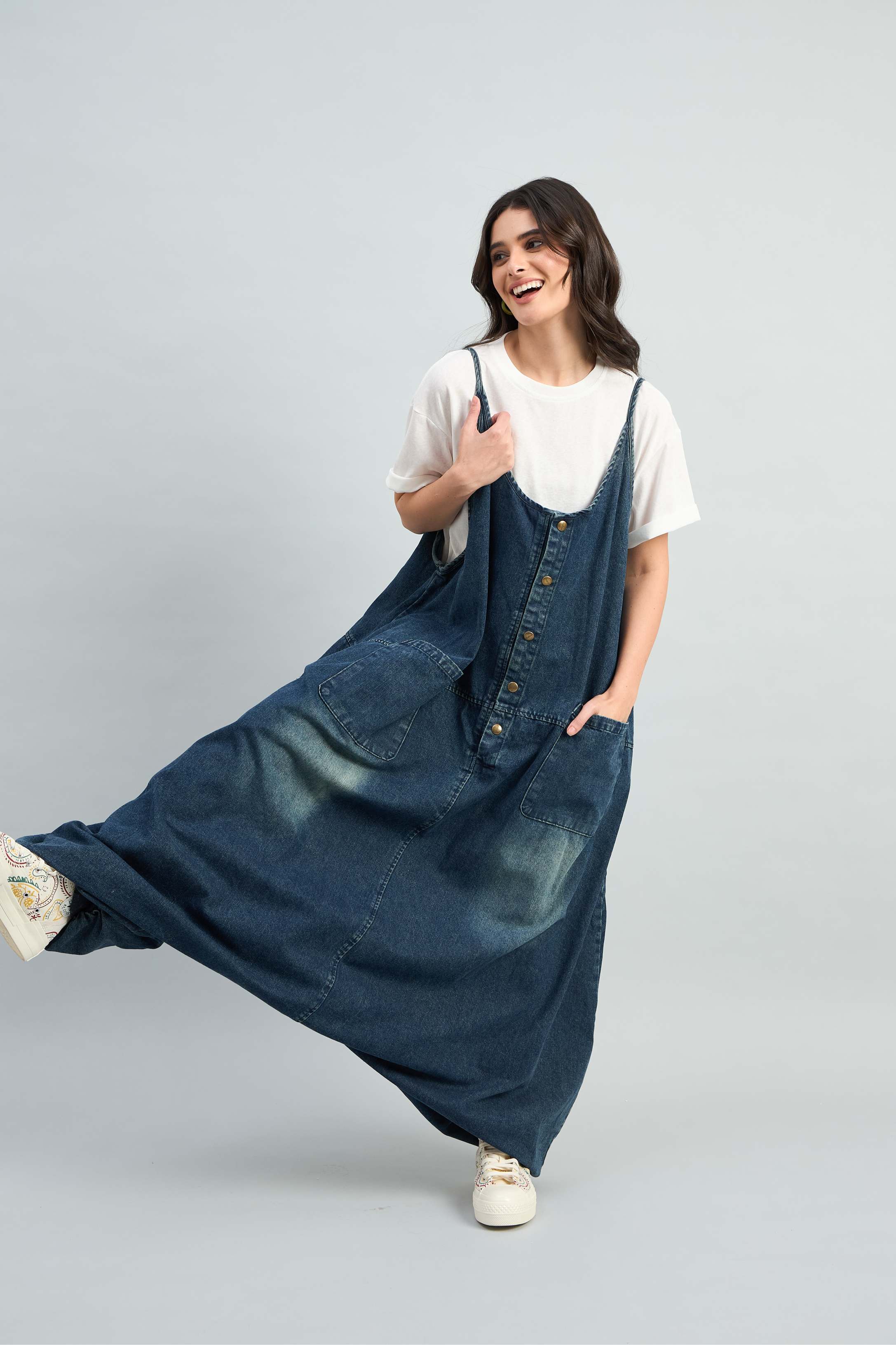 StreetWave Oversize Denim Dungaree (10% Off Auto Applied on Add To Cart)