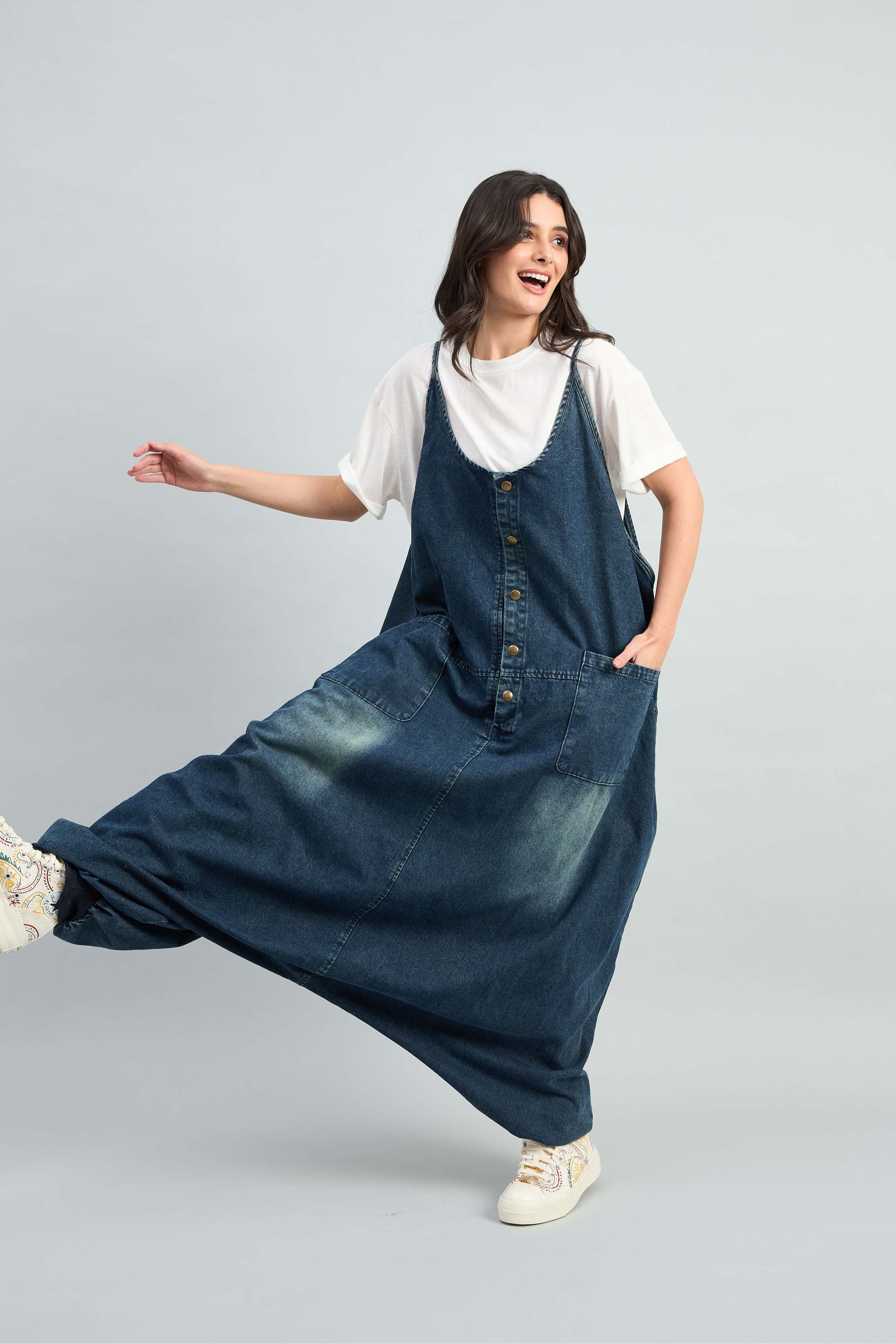 StreetWave Oversize Denim Dungaree (10% Off Auto Applied on Add To Cart)