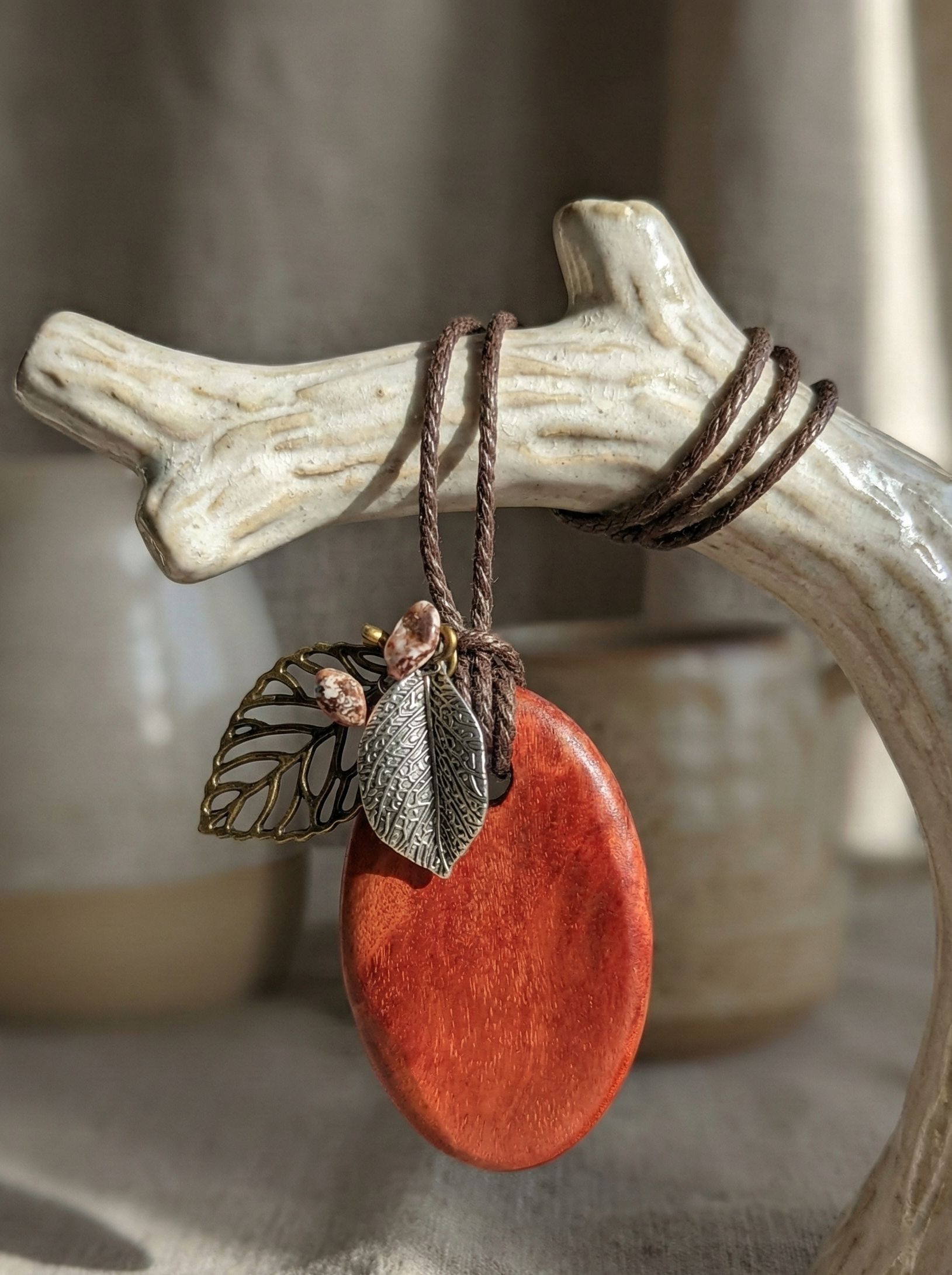 Burnt Clay Leaf Necklace