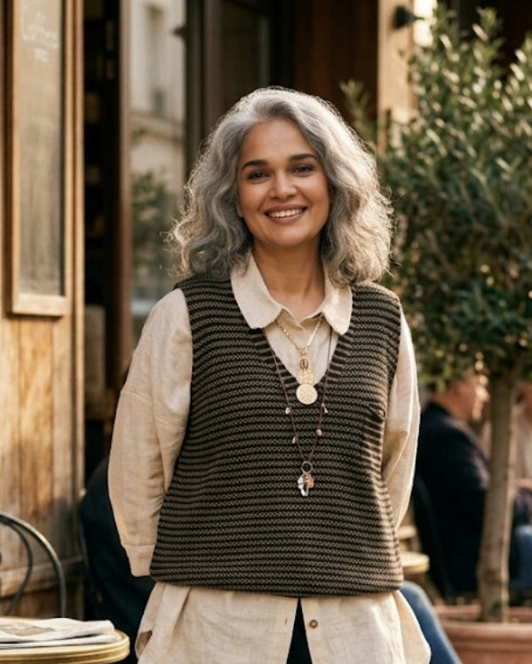The Hive Stripe Vest (FLAT 45% Off. Auto Applied On Add To Cart)