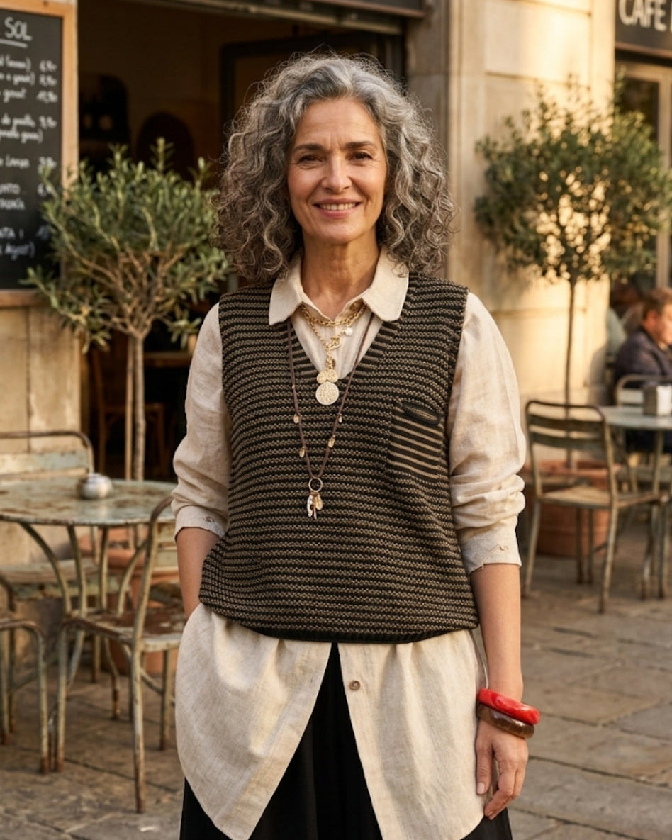The Hive Stripe Vest (FLAT 45% Off. Auto Applied On Add To Cart)